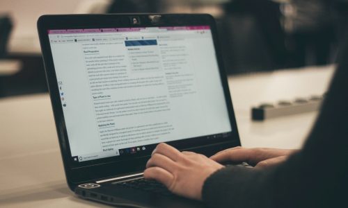 person typing on laptop computer