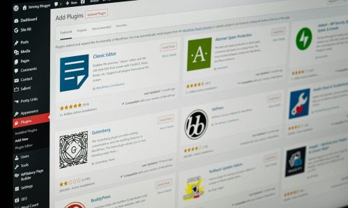A computer screen displaying the WordPress plugin installation page with various software options